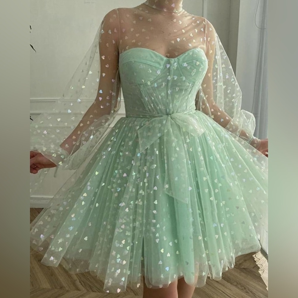 Mint Heart Tulle A-Line Dress - Brand: